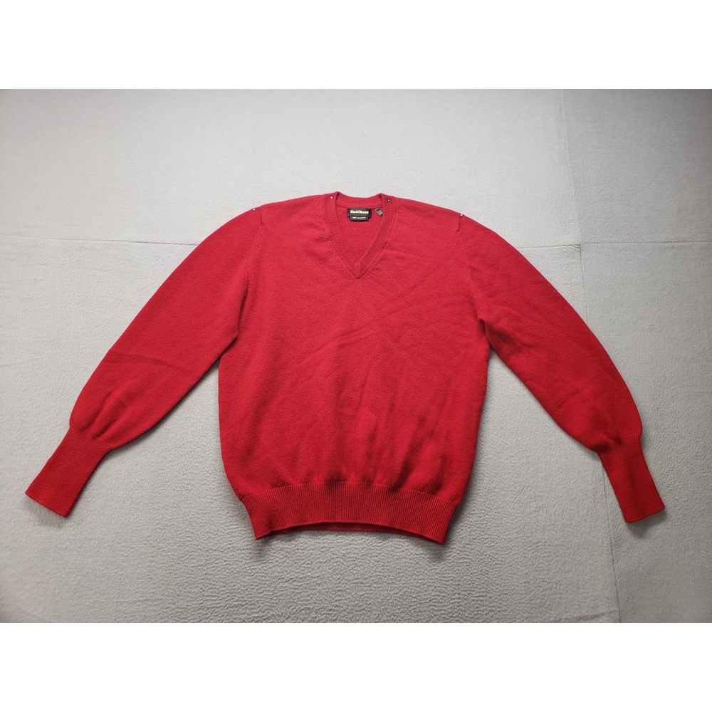 Paul Stuart Women Sweaters M Red V Neck Pullover Long Sleeve Ribbed Hem Casual